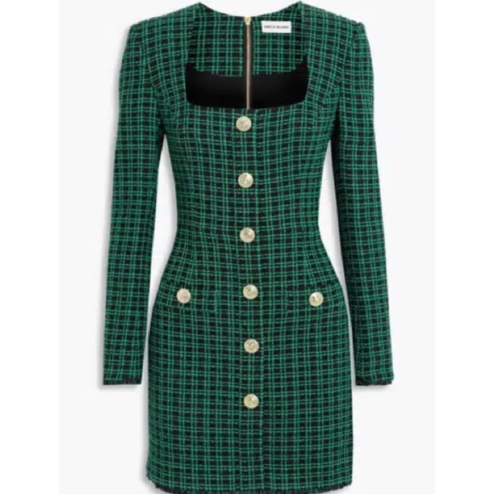TWEED MINI DRESS GREEN